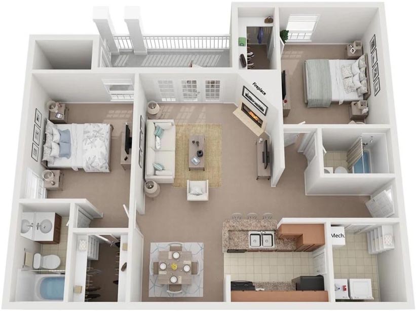Two Bedroom Charlottesville Apartment - The Sherando Floor Plan